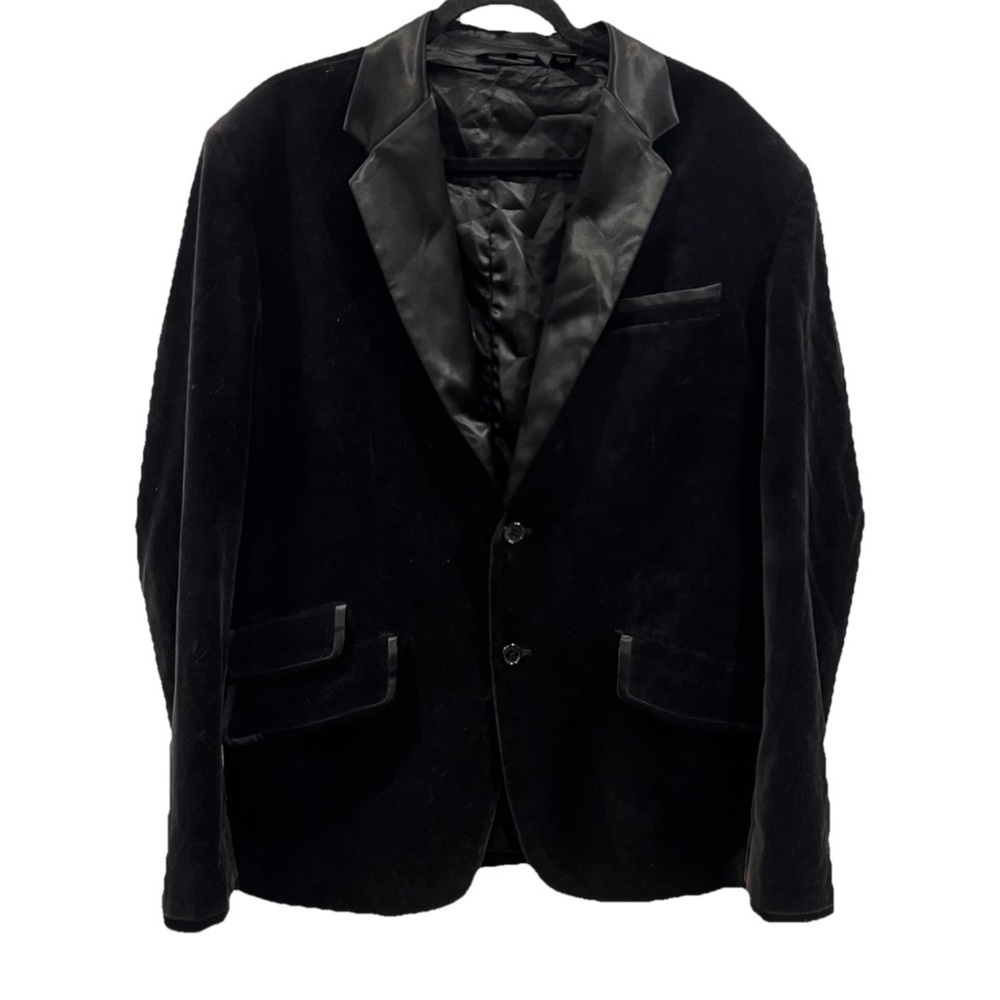 The Artful Dodger Sequin Embellished Embroidered Velvet Blazer Black Size XL